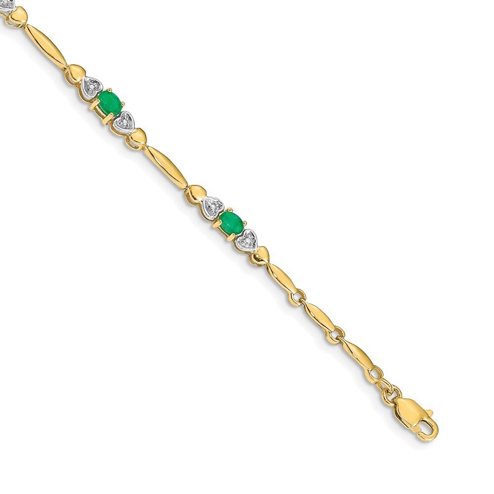 14k Yellow Gold Diamond And Emerald Bracelet